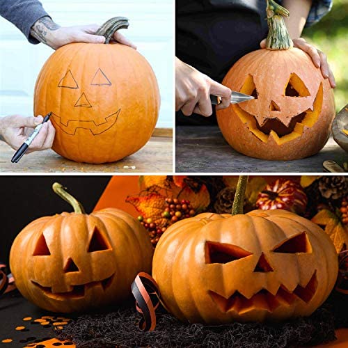 Kit De Sculpture De Citrouille Halloween - 10 Outils En Inox, 18 Modèles, Sac De Transport, Idéal DIY Famille - 5